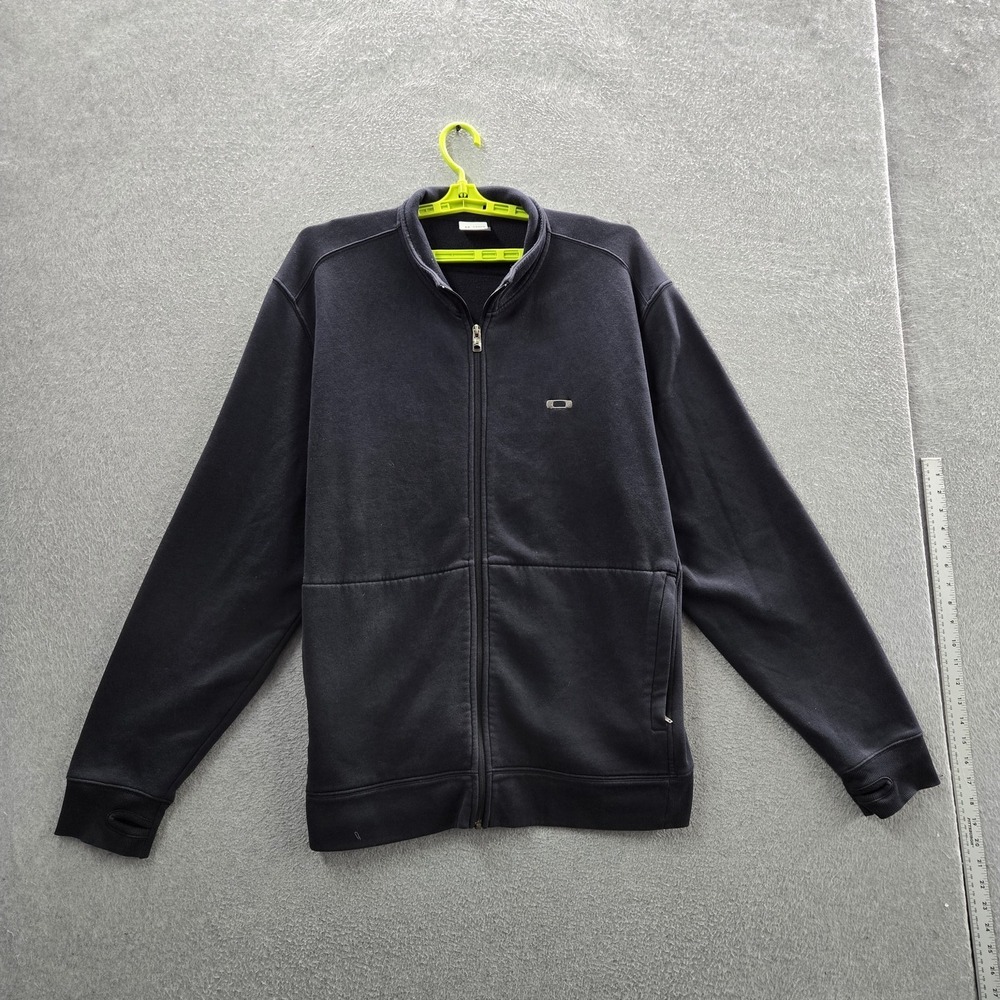 Oakley Men Jacket XXL/TTG Black Fleece Activewear Zipper Logo Long Sleeve